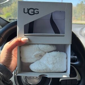 UGG Infant Plush Fur Booties in Off-White